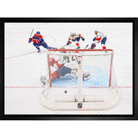 Leon Draisaitl Oilers 2025 SCF OT Winning Goal Shot -H - Toile encadree - 31" x 22"-Impression sur toile de qualité supérieure avec bordures enveloppées
