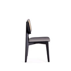 Manhattan Comfort - Lot de 2 chaises de salle à manger Versailles 18,5 po style industriel chic - noir et cannage naturel-Livré chez vous entièrement assemblé Aucun assemblage requis