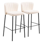 Zuo - Linz Tabouret de bar - Crème - Ensemble de 2-Rembourrage moelleux et confortable