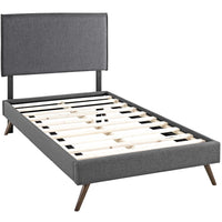 Modway - Amaris Tissu Lit à plateforme jumelle avec pattes rondes écartées, Gris-Rembourrage fin en polyester