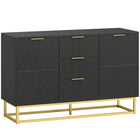 HOMCOM - Buffet 47,2 po L avec rangement - noir-Les portes à motifs géométriques associées à une base dorée ajoutent une touche artistique à la décoration intérieure 