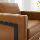 Modway - Posse Cuir végane Chaise d’accent - Black Tan-Rembourrage en mousse dense + Support de ressort