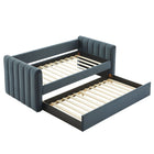 Modway - Veyla Chenal Touffé Performance Velvet Lit de jour jumelle avec Trundle, Cadet Blue-Capacité de poids : 300 lb