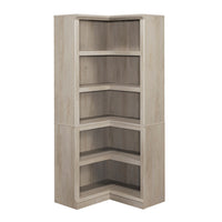 Sauder - Bibliothèque d'angle à 5 étagères - Châtaignier crayeux-Rangement multi-pièces: cette bibliothèque d'angle fonctionnelle peut répondre à vos besoins de rangement dans différentes pièces: salon, bureau, cuisine, atelier ou salle de bain