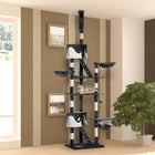 PawHut - Arbre à chat géant 94 po-102 po, tour haute jusqu’au plafond, blanc-Revêtements en peluche courte durables pour une longue durée de vie 