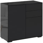 HOMCOM - Buffet latéral à haute brillance 31,1 po L avec 2 tiroirs - noir-Idéal pour ranger la vaisselle, les verres, les tasses, les livres, et plus encore 