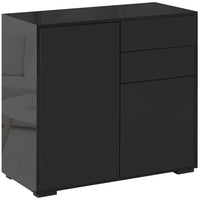 HOMCOM - Buffet latéral à haute brillance 31,1 po L avec 2 tiroirs - noir-Idéal pour ranger la vaisselle, les verres, les tasses, les livres, et plus encore 
