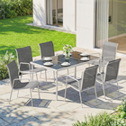 Outsunny - ensemble de salle à manger de jardin 7 pièces avec 6 chaises empilables - gris-Dossier réglable - de 0 à 180 degrés pour répondre à vos besoins de confort