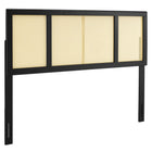 Modway - Delmare Canne Tête de lit complète, Noir-Tête de lit en bois entier