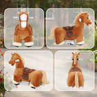 Qaba - Ride-On toy, cheval électrique à batterie 6v - marron-Profitez de 40 minutes de plaisir continu avec une musique joyeuse intégrée 