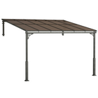 Outsunny - Pergola d’extérieur 11 pi l x 10 pi L - toit rigide adossé mural - brun-Le design appuyé contre le mur sécurise le mur et le sol pour une efficacité de l’espace