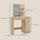 HOMCOM - Coiffeuse avec miroir - 35,4 po L x 15 po l x 54,3 po H - bois naturel-La surface en bois reconstitué est recouverte de mélamine, lisse et facile à nettoyer 