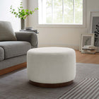 Modway - Tilden Grande boucle ronde de 23" rembourrée Rembourré Ottoman - Noyer des nuages-Glissements au pied sans marquer