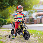 Qaba - Moto électrique pour enfants sous licence Aprilia 12V à batterie - jaune-L'amortisseur de la roue arrière adoucit les trajets cahoteux 