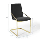 Modway - Pitch Performance Velvet Fauteuil à manger - Or Noir-Cadre géométrique
