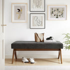 Modway - Lyra 47" Tissu tapis Banc - Gris foncé-Rubberwood Legs