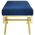 Modway - Rove Velours Performance Velvet Banc - Marine d’or-Base en acier inoxydable doré