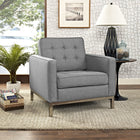 Modway - Loft Tissu rembourré Fauteuil - Gris clair-Siège et dossier touffés avec boutons