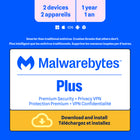 Malwarebytes Standard Premium Security + Privacy VPN - 2 appareils - Abonnement d'un an - Bilingue [Téléchargement]-Une adresse e-mail valide doit être fournie lors du paiement