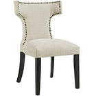 Modway - Curve Tissu Fauteuil d’appoint de salle à manger Ensemble de 2 - Beige-Rembourrage en mousse dense pour le confort