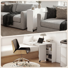 HOMCOM - Table à manger pliante à abattant avec étagères à 2 niveaux et roulettes pour 2-4 personnes - blanc-Structure robuste en panneau de particules, avec un revêtement mélaminé légèrement protecteur