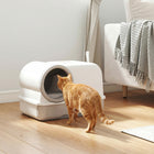 PawHut - Bac à litière pour chat à tiroir facile à nettoyer - blanc et gris-Un design semi-fermé offre de l’intimité sans sensation d’enfermement 
