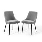 Modway - Viscount Tissu rembourré Chaises de salle à manger Ensemble de 2 - Noir Gris clair-Chaises de salle à manger rétro modernes