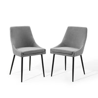 Modway - Viscount Tissu rembourré Chaises de salle à manger Ensemble de 2 - Noir Gris clair-Chaises de salle à manger rétro modernes