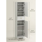 HOMCOM - Armoire de rangement haute et mince pour salle de bain avec portes - grain de bois blanc-La texture de bois embossée et les portes arquées ajoutent une touche douce et élégante 