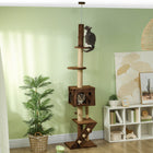 PawHut - arbre à chat du sol au plafond 89 po-100 po hauteur réglable - brun-Design vertical et peu encombrant pour optimiser l’utilisation de l’espace 