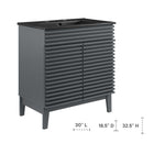 Modway - Render 30" Vanette de salle de bain - Gris Noir-Étagère de rangement réglable