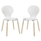 Modway - Path Chaise à manger Ensemble de 2 - Blanc-Pieds en bois massif de hêtre