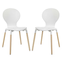 Modway - Path Chaise à manger Ensemble de 2 - Blanc-Pieds en bois massif de hêtre