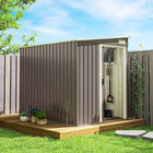 Outsunny - abri de rangement extérieur adossé 5 x 7 pi avec kit de fondation - gris clair-Entrez et sortez facilement grâce aux portes coulissantes gain de place  
