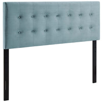 Modway - Emily Biscuit Touffé Performance Velvet Tête de lit Queen, Bleu clair-Luxueuse tête de lit reine moderne