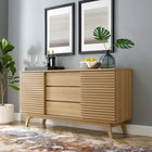 Modway - Render Table buffet de buffet de 63 po ou Meuble TV, Chêne-Meuble de télévision moderne pour téléviseurs jusqu’à 70 po