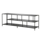 Hudson&Canal - Meuble TV Winthrop avec étagères métalliques pour téléviseurs jusqu'à 75" - Bronze noirci-Le dessus a une capacité de poids de 75 lb, les étagères inférieures peuvent supporter 40 lb chacune
