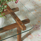 Modway - Isby 35 pouces Verre trempé Table basse - Noyer-Coins arrondis