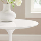 Modway - Lippa Rond de 20 po Bois Table d’appoint - Blanc blanc-Tampon feutre non marquant