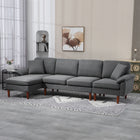 HOMCOM - Canapé sectionnel modulable avec chaise longue - gris foncé-La méridienne peut être placée à droite ou à gauche pour s'adapter à la disposition de la pièce 