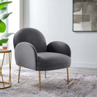 Modway - Transcend Performance Velvet Fauteuil - Gris-Revêtement en velours de performance