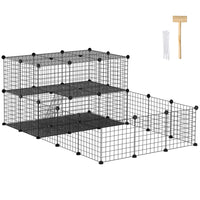PawHut - Parc à 46 panneaux pour cochons d’Inde et lapins avec porte-Une maison idéale pour les petits animaux tels que les cochons d’Inde, chinchillas et lapins 
