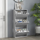 HOMCOM - Armoire à chaussures mince avec 3 tiroirs rabattables pour 12 paires - gris-Étagère réglable à deux niveaux pour différents types de chaussures 