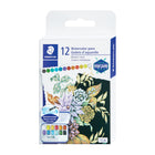 Staedtler - Godets de peinture metallisee - 12 couleurs assorties-Utiliser avec un pinceau aquarelle ou un pinceau à reservoir d'eau
