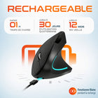 Delton - Souris d'ordinateur ergonomique sans fil rechargeable S12, pour droitiers, noire-Cette souris rechargeable est équipée d'un port de recharge de type C pour une recharge pratique, ce qui permet de l'utiliser tout en la rechargeant pour une productivité ininterrompue.