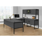 Monarch Specialties - Huche De Bureau - 72 po L - Travail - Portes De Stockage - Travail - Qualité Commerciale - Stratifié Gris-Facile à assembler grâce aux instructions illustrées incluses, le plateau est facile à nettoyer et le dos est entièrement fini pour un ajout polyvalent à tout environnement de bureau avec un style à la mode