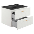 Modway - Daybreak 24" Vanette de salle de bain - Blanc Noir-Évier en céramique avec comptoir intégré
