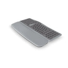 BlueDiamond - Clavier sans fil Ergo avec repose-poignets amovible taille complète, disposition française, gris-Angle de frappe ajustable : Les pieds rabattables à deux niveaux permettent de choisir entre trois angles de frappe