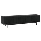 Hudson&Canal - Meuble TV Whitman pour téléviseurs jusqu'à 85 pouces - Grain noir-Comprend quatre portes avec des armoires de rangement à aire ouverte