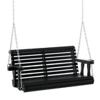Outsunny - Balancelle 2 places avec porte-gobelet et chaînes pour jardin ou terrasse, noir-Parfait pour la terrasse, le jardin, la cour arrière et tout autre espace de vie extérieur
